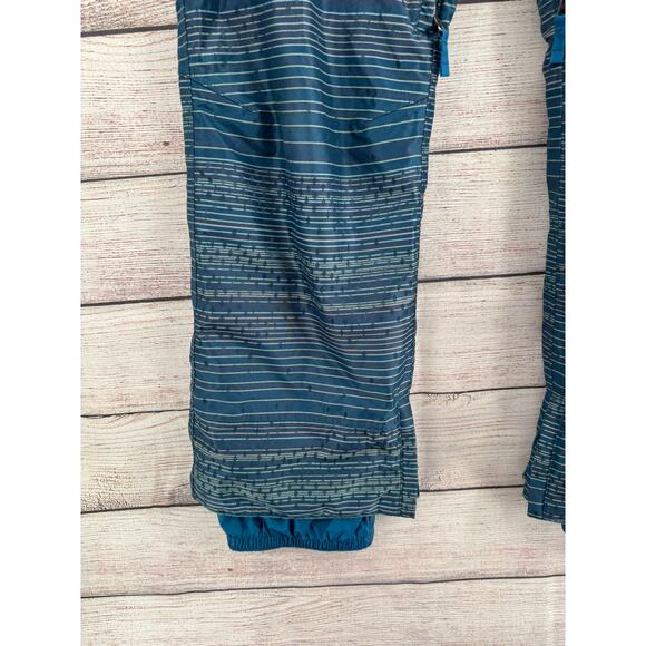 Burton DryRide Stripe Print Cargo Snowboard Pants Womens Medium Turquoise Blue - Picture 6 of 13